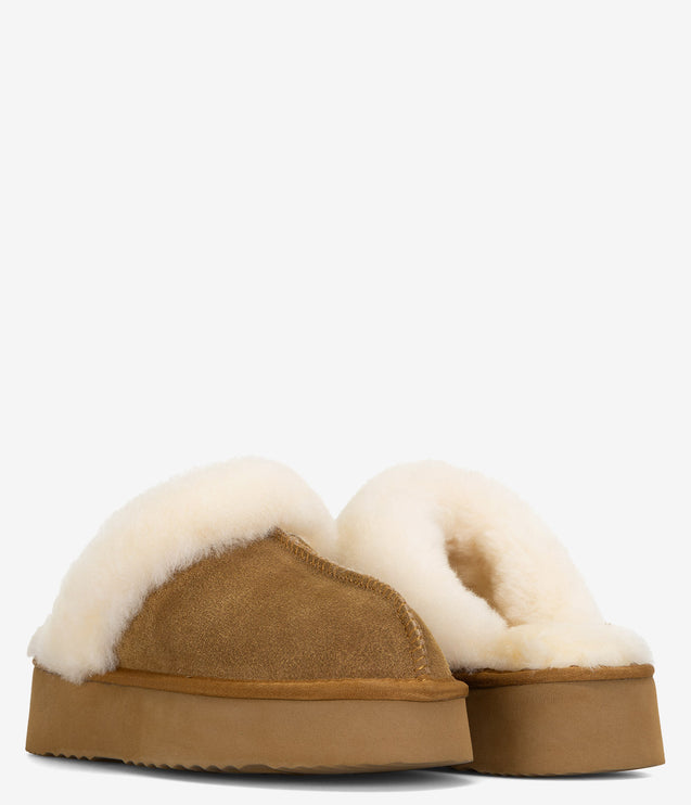 Burleigh Scuff Slide Platform Slipper - Chestnut
