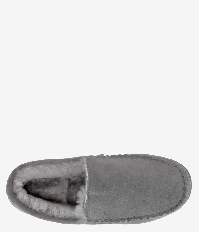 Burleigh Moccasin Sheepskin Slipper - Grey