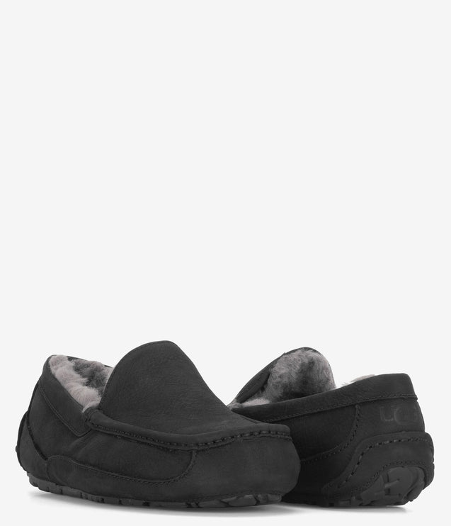 UGG Ascot Matte Leather Slipper - Black