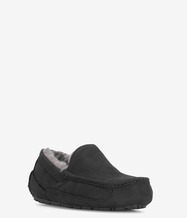 UGG Ascot Matte Leather Slipper - Black