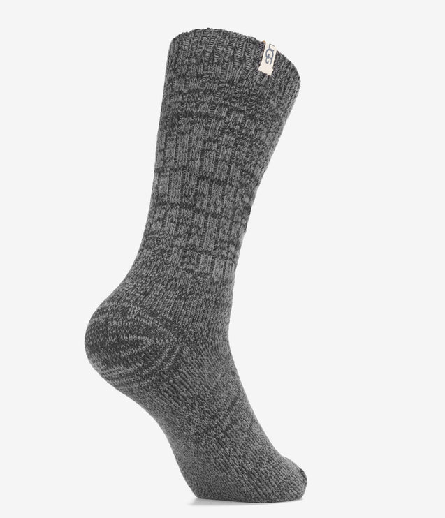 UGG Rib Knit Slouchy Crew Socks - Grey/Black