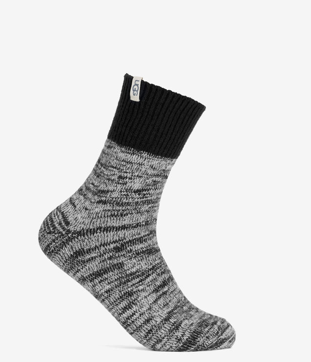 UGG Rib Knit Slouchy Quarter Socks - Black