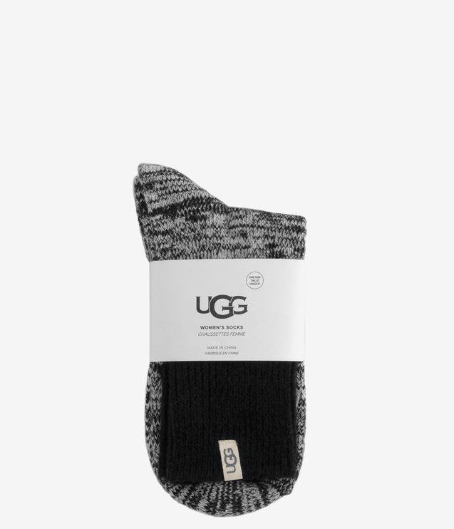 UGG Rib Knit Slouchy Quarter Socks - Black