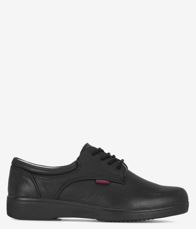 Vegace Slip Resistant Leather Work Shoe - Black