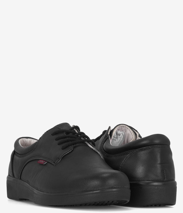 Vegace Slip Resistant Leather Work Shoe - Black