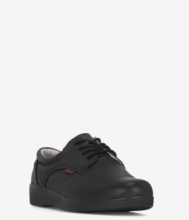 Vegace Slip Resistant Leather Work Shoe - Black